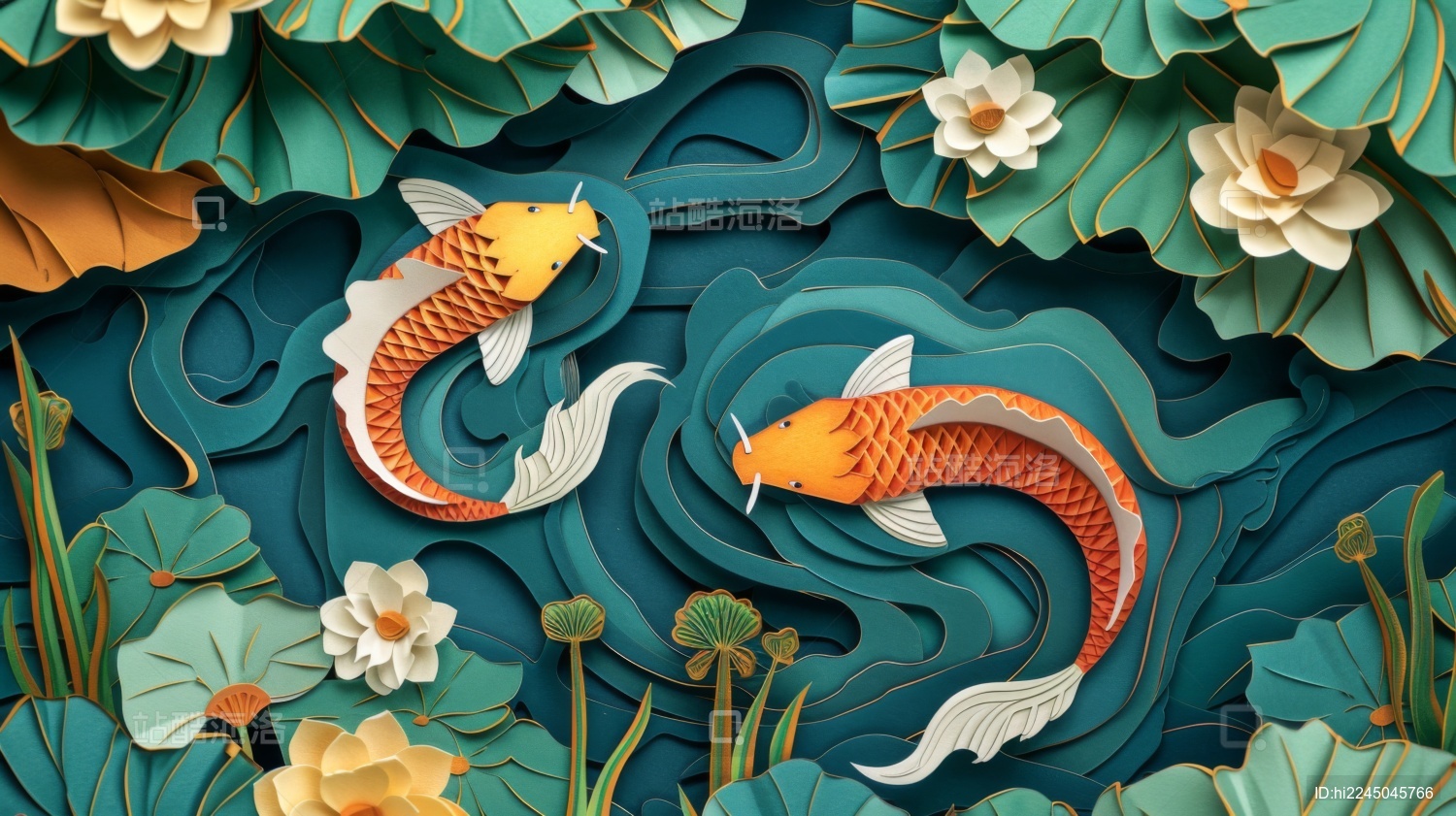 3d新中式国风纸雕艺术场景_站酷海洛_正版图片_视频_字体_音乐素材交易平台_站酷旗下品牌