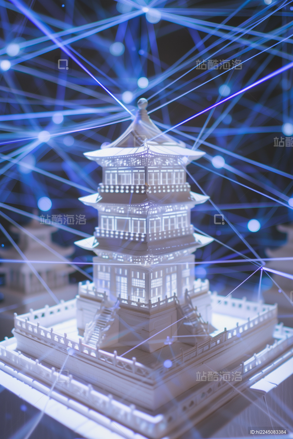 中国古代建筑三维立体发光激光射线模型