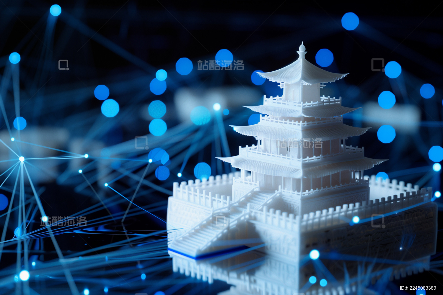 中国古代建筑三维立体发光激光射线模型