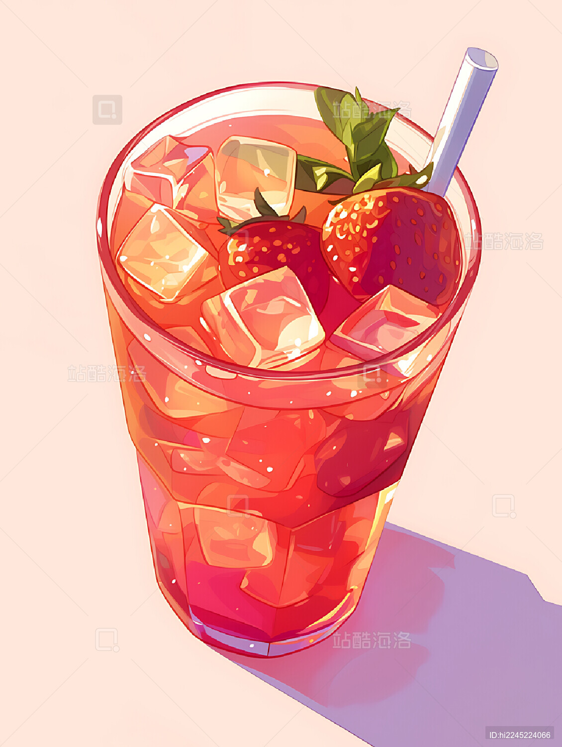 夏日清凉饮料插画海报