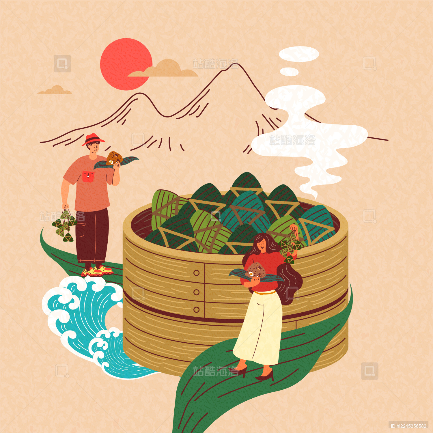 端午节人们制作和品尝粽子