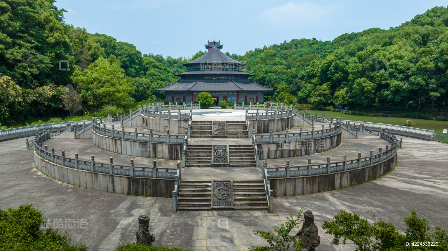 高角度 俯视杭州市东方文化园