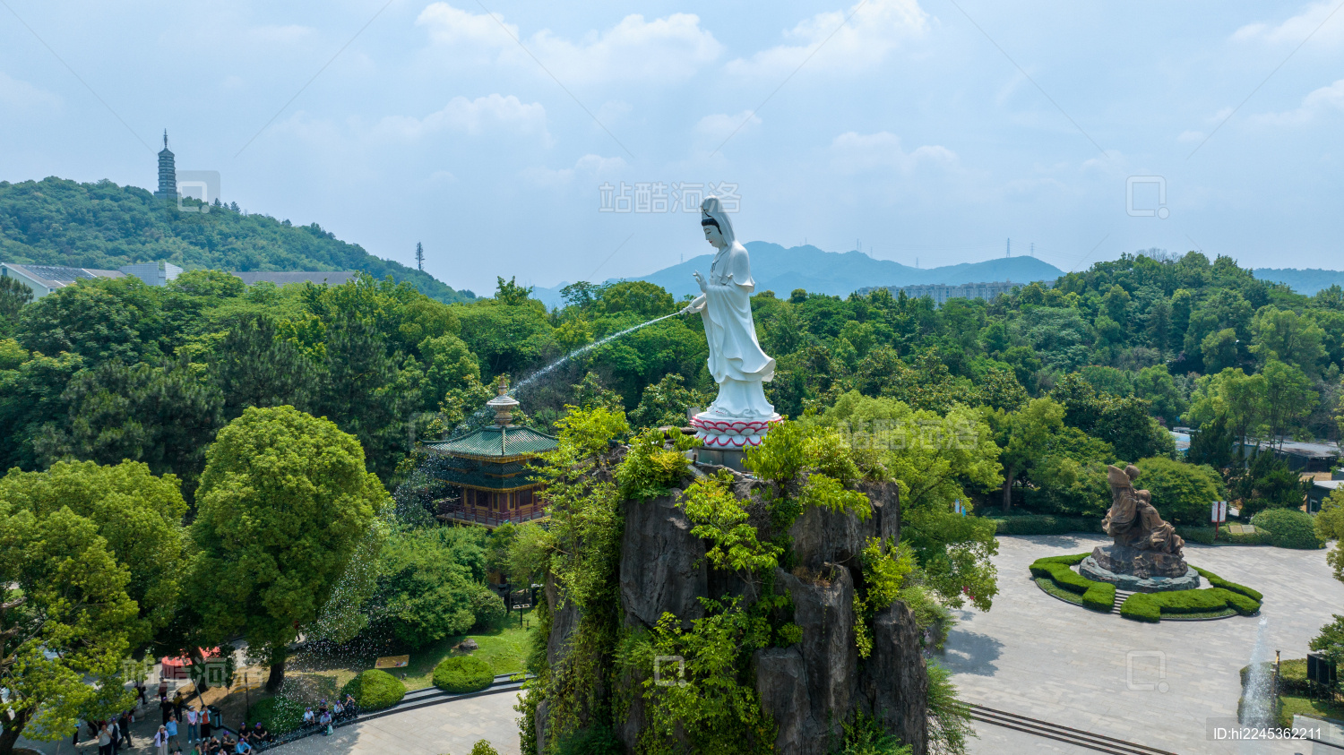高角度 俯视杭州市东方文化园