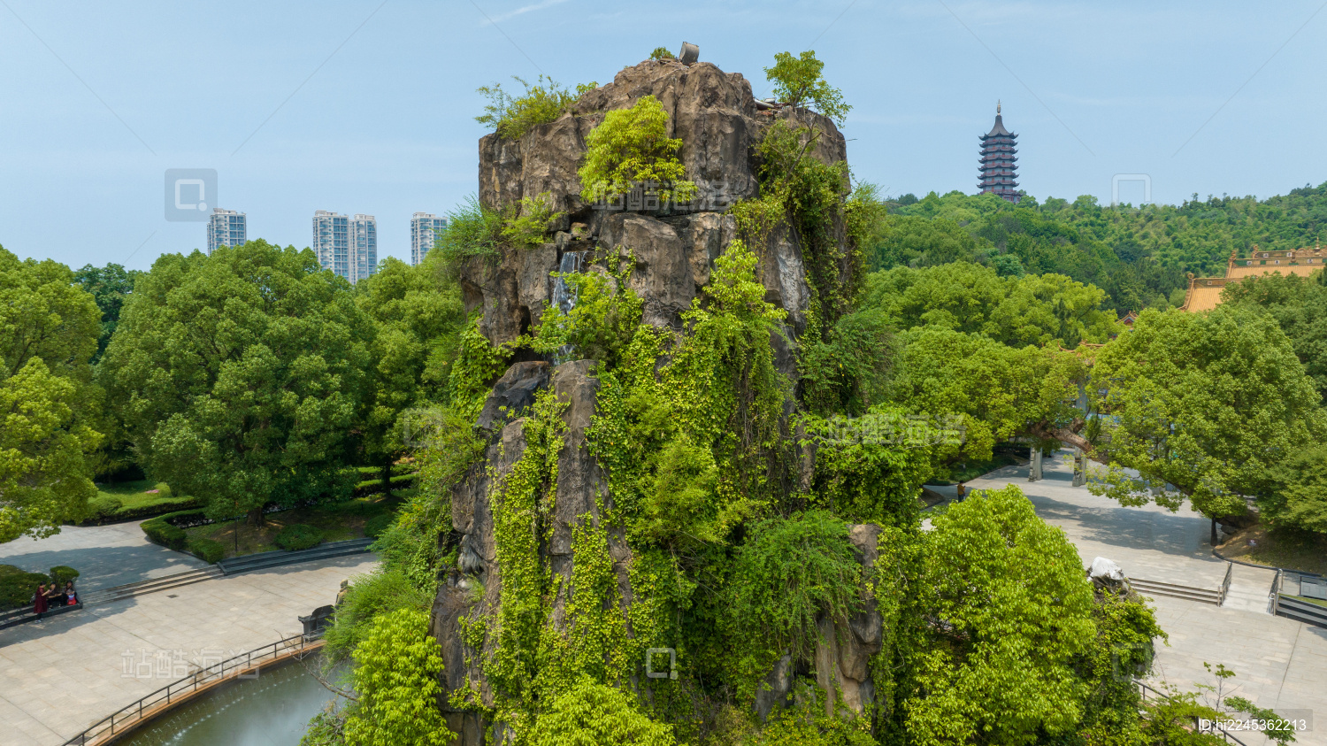 高角度 俯视杭州市东方文化园