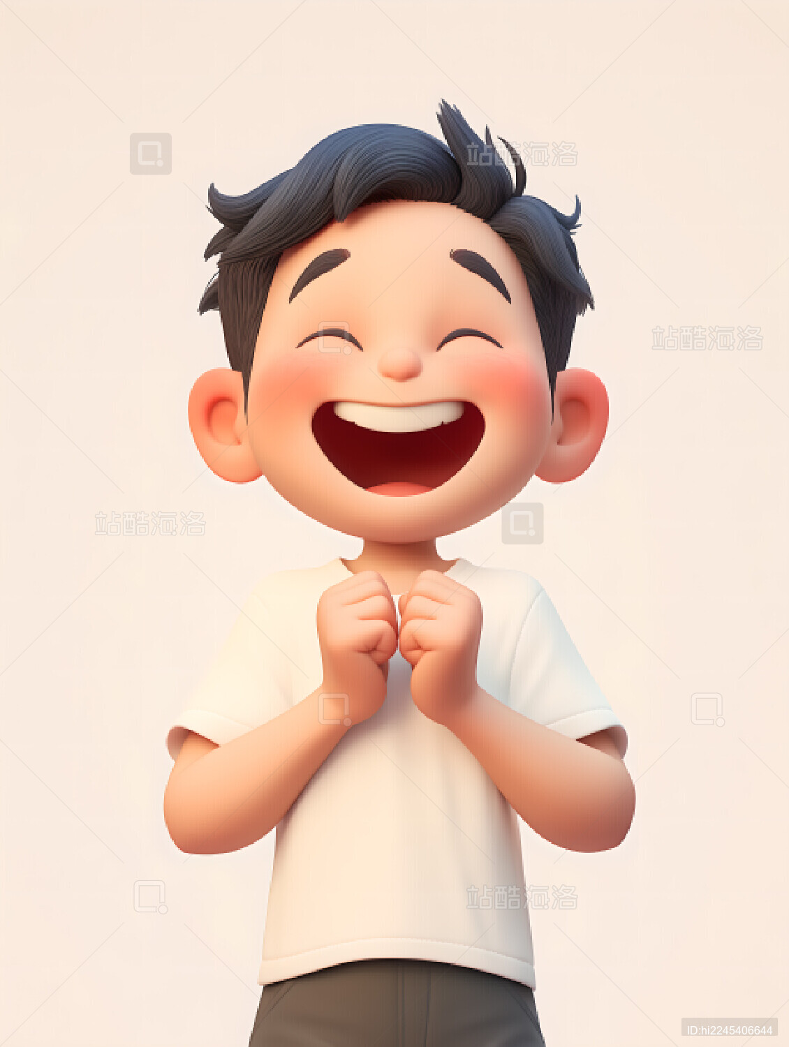 3D卡通男孩期待的表情