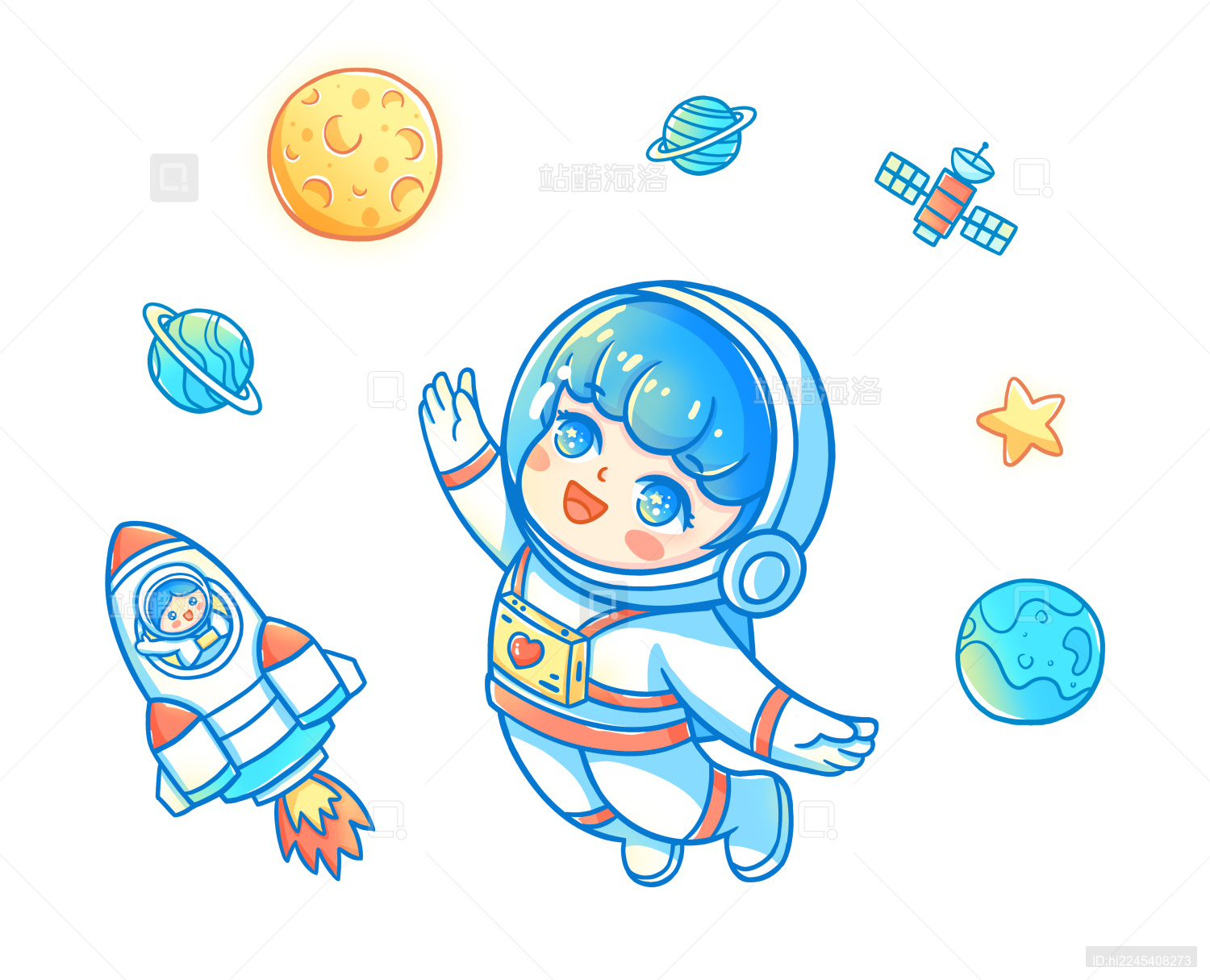 太空航天科技元素插画