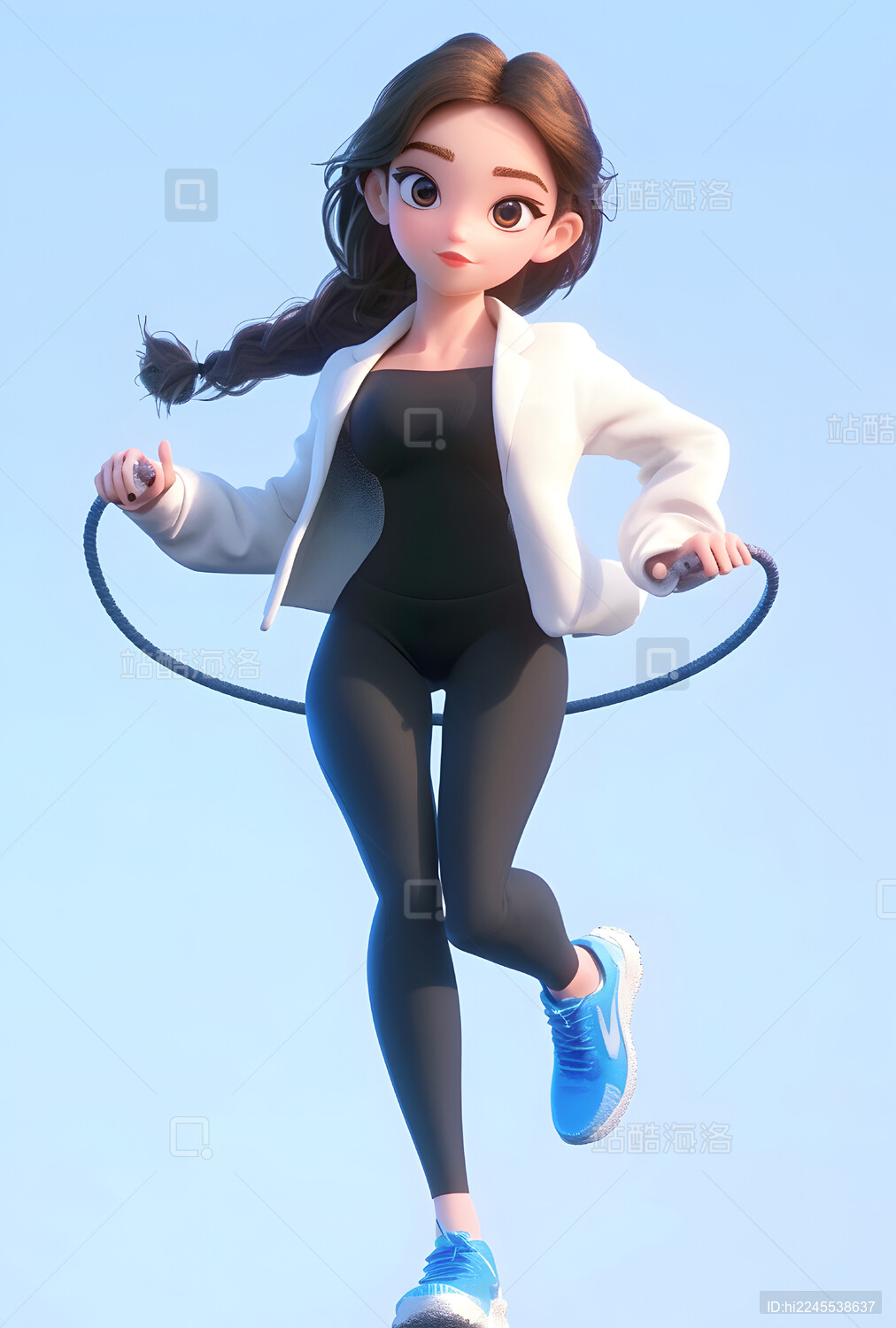 3d卡通女孩跳绳