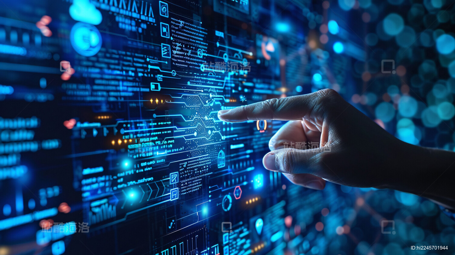 手指触摸屏幕数据用户交互界面人工智能背景