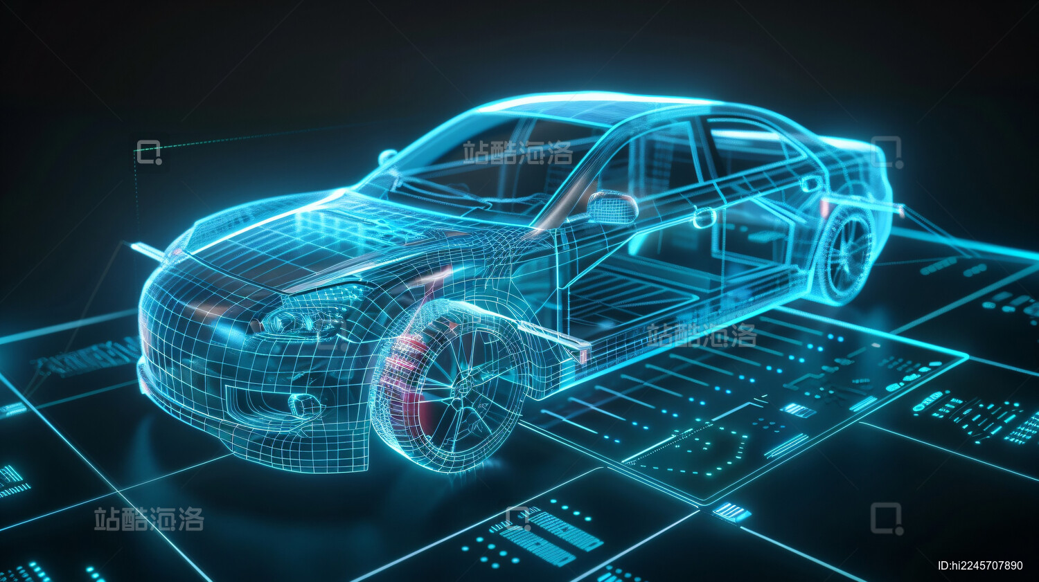 科技芯片电路汽车全息投影