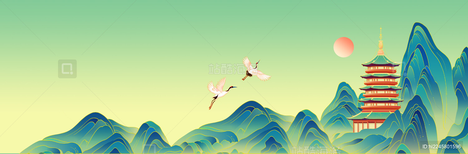 国潮风城市建筑杭州