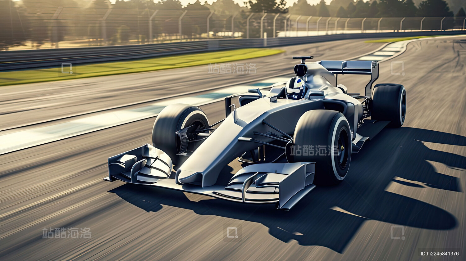 在赛场上飞驰的F1赛车