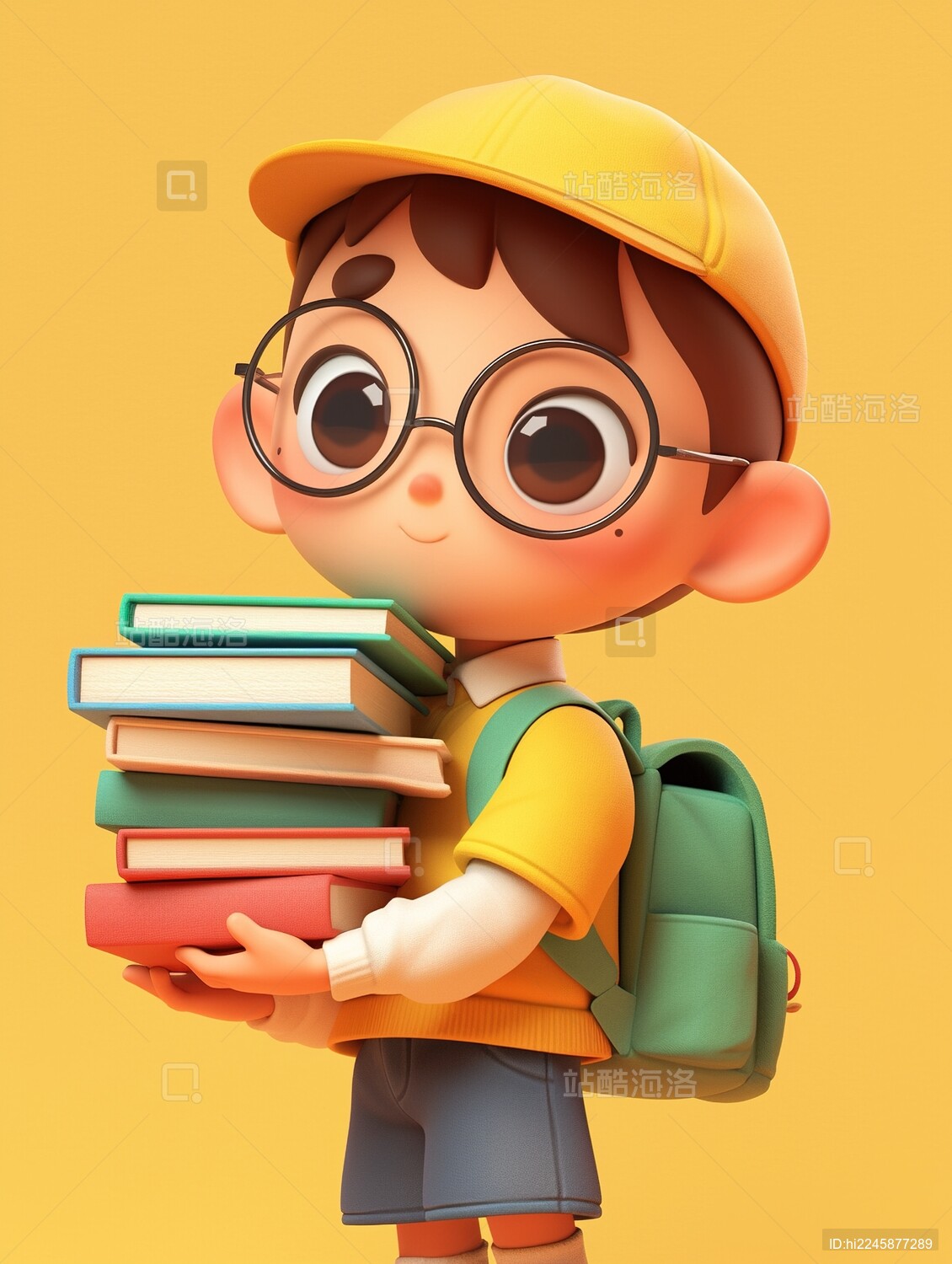 抱着一摞书的小孩