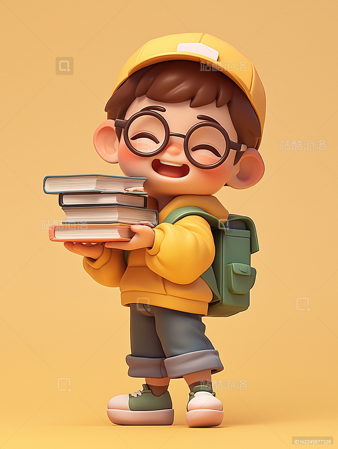 抱着一摞书的小孩