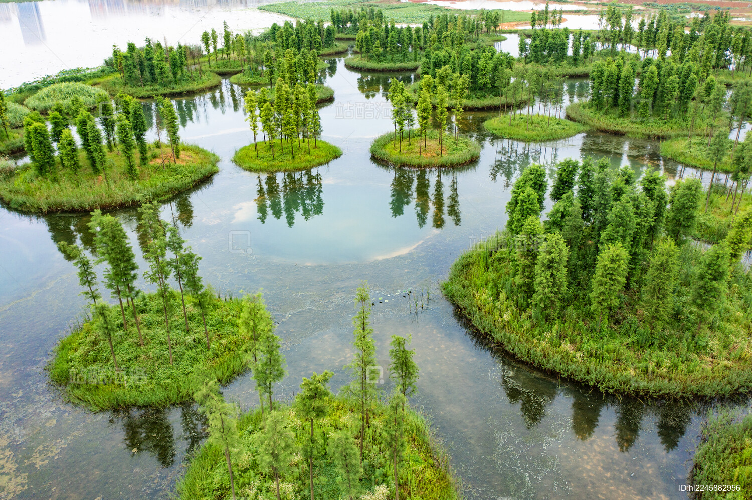 航拍湖南长沙望城大泽湖湿地公园