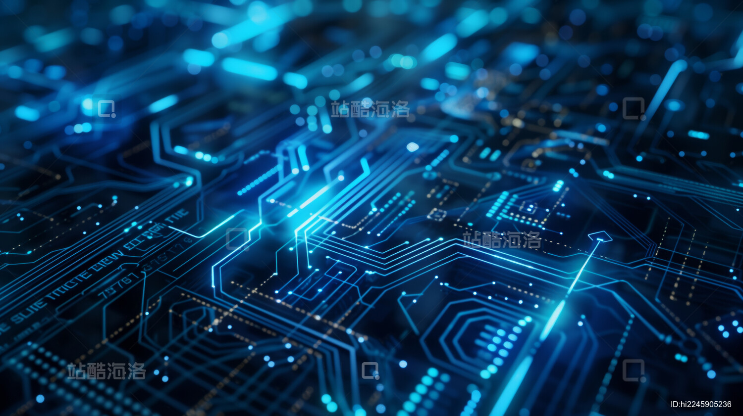 发光的蓝色电路板科技背景_站酷海洛_正版图片_视频_字体_音乐素材