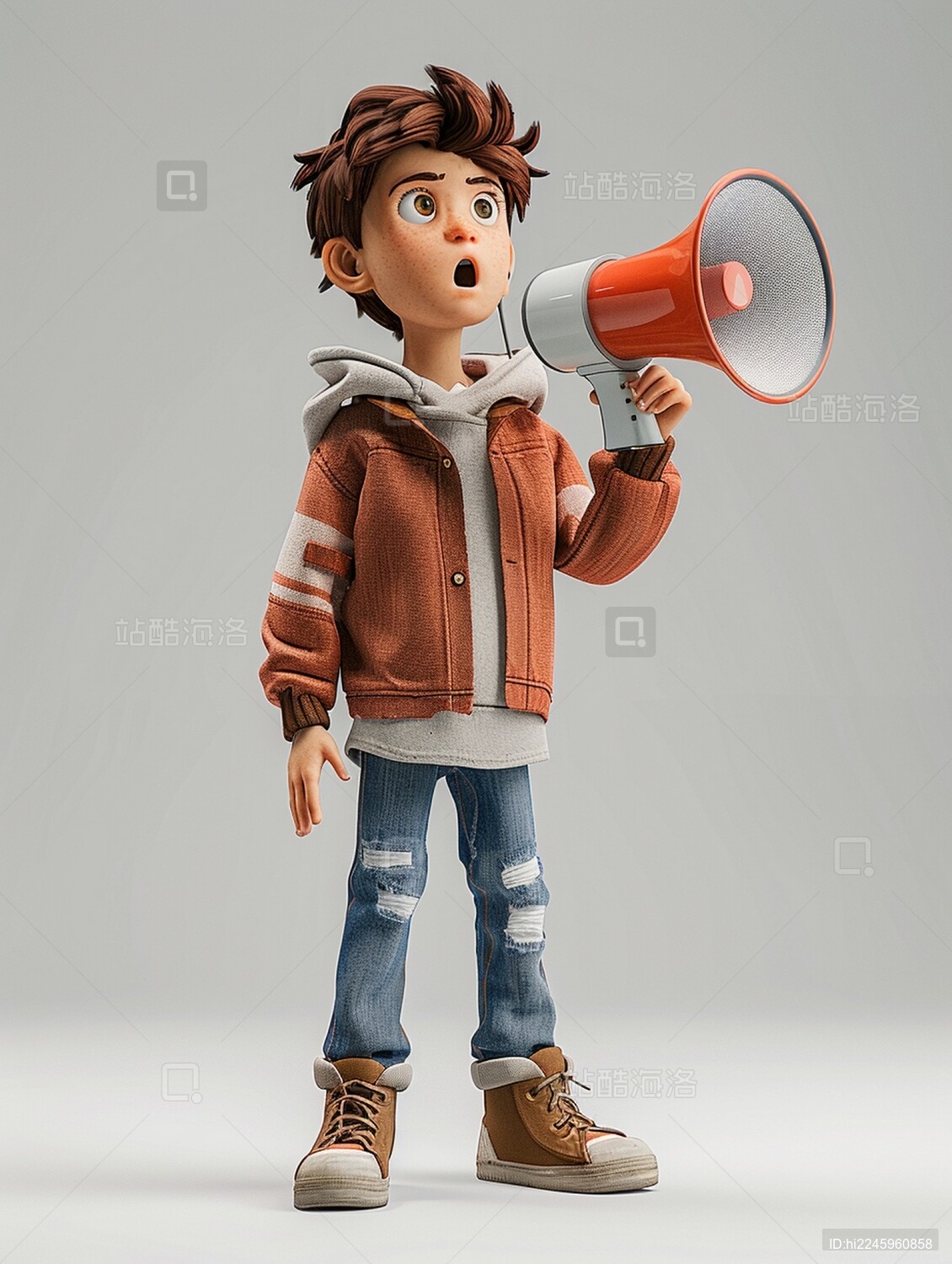 拿喇叭的卡通小人