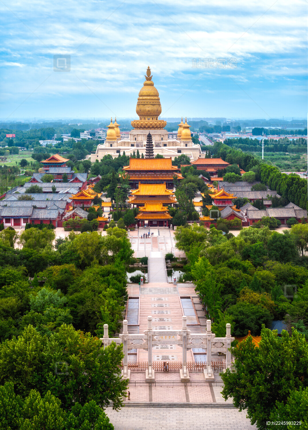 中国山东济宁市汶上县宝相寺航拍图