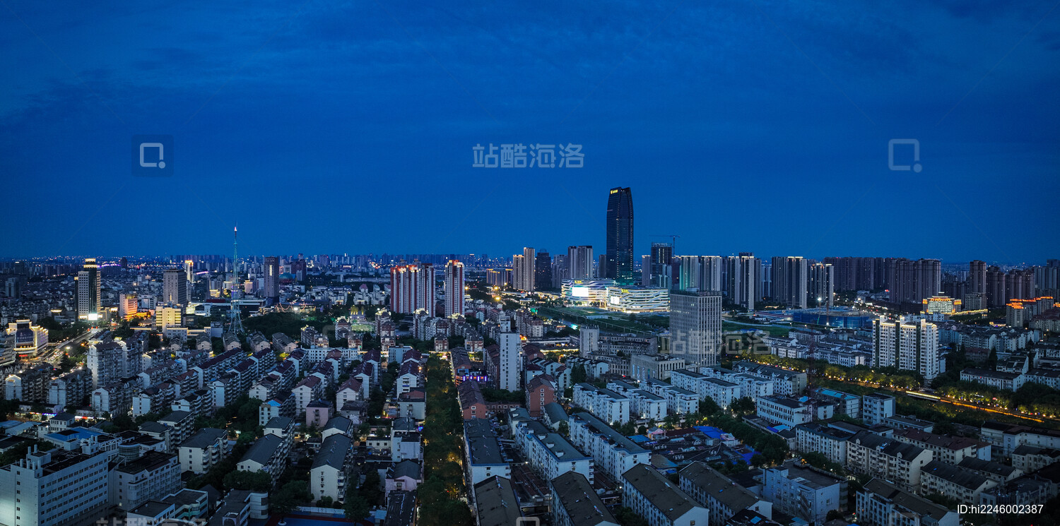 航拍昆山城市建筑风光夜景大景