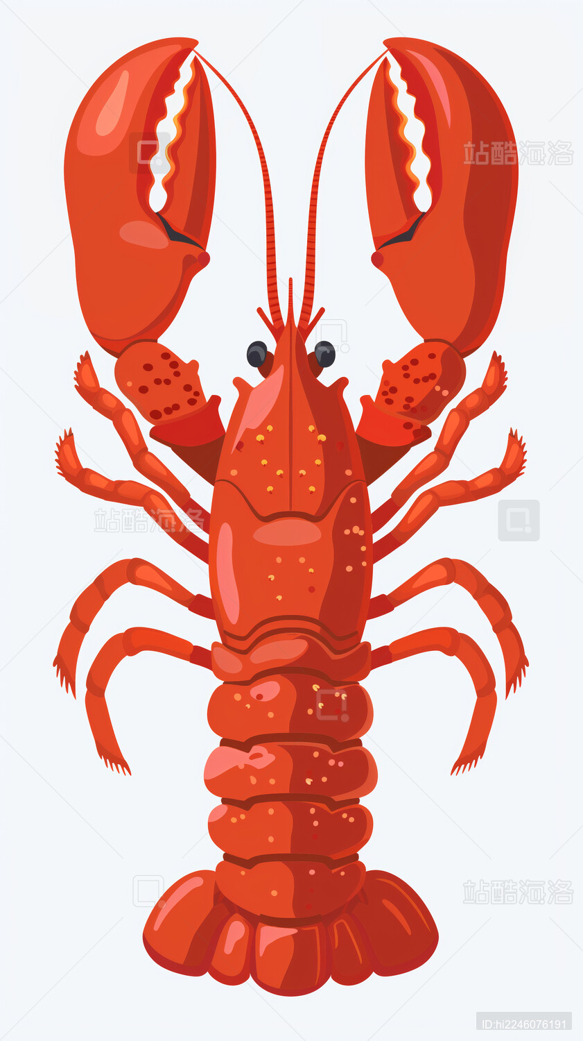 一只红色卡通小龙虾插画元素
