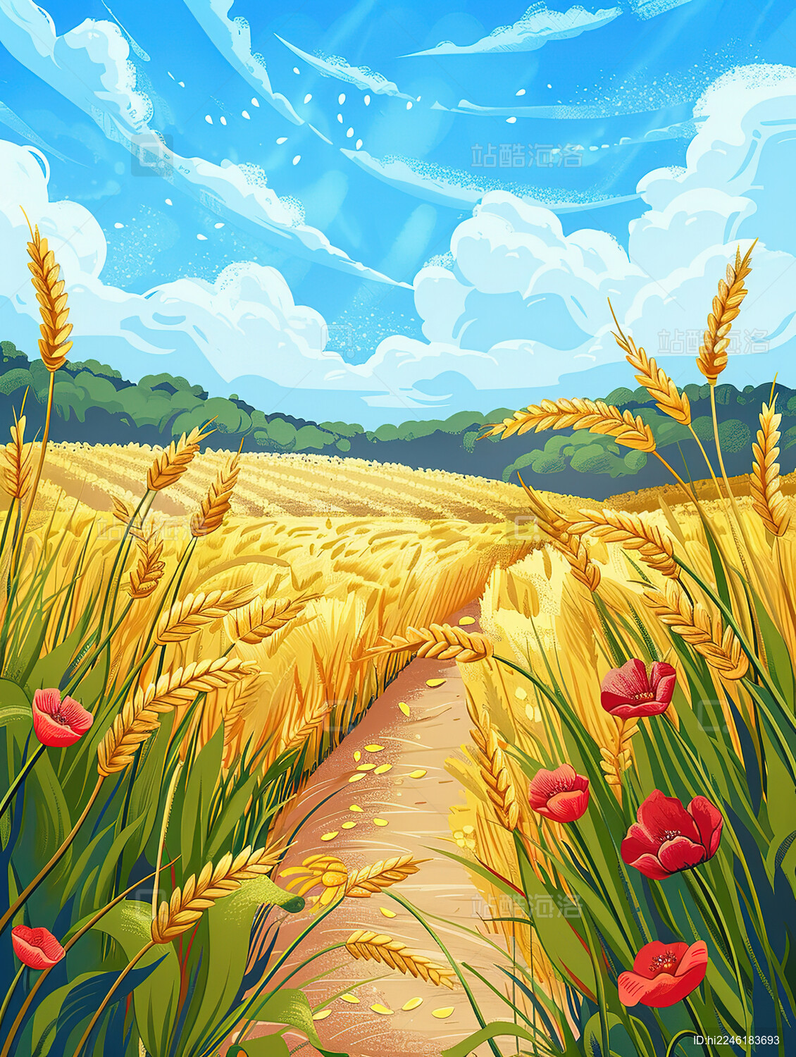 蓝天下的田野风景