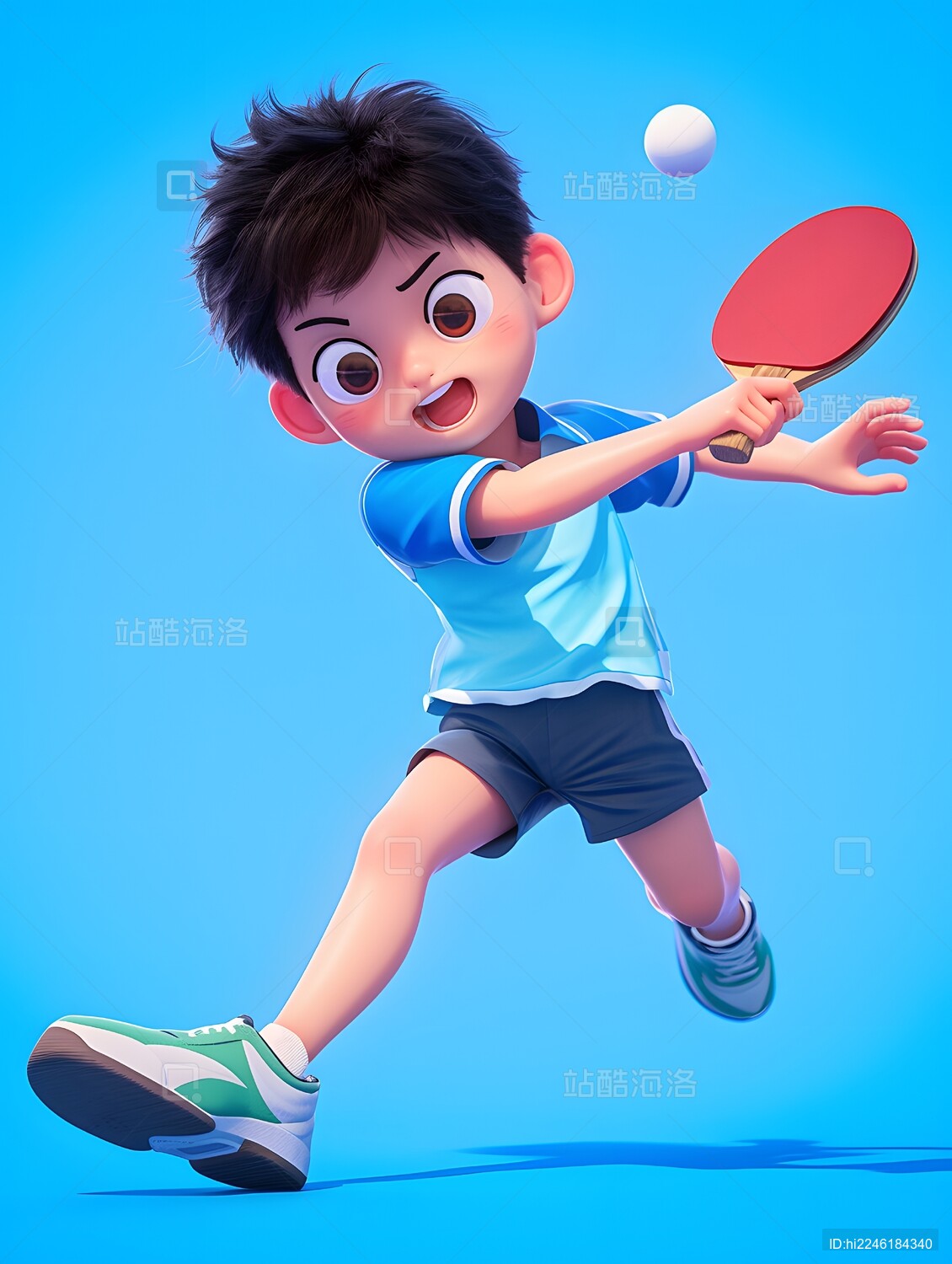 3D体育运动乒乓球主题人物插画