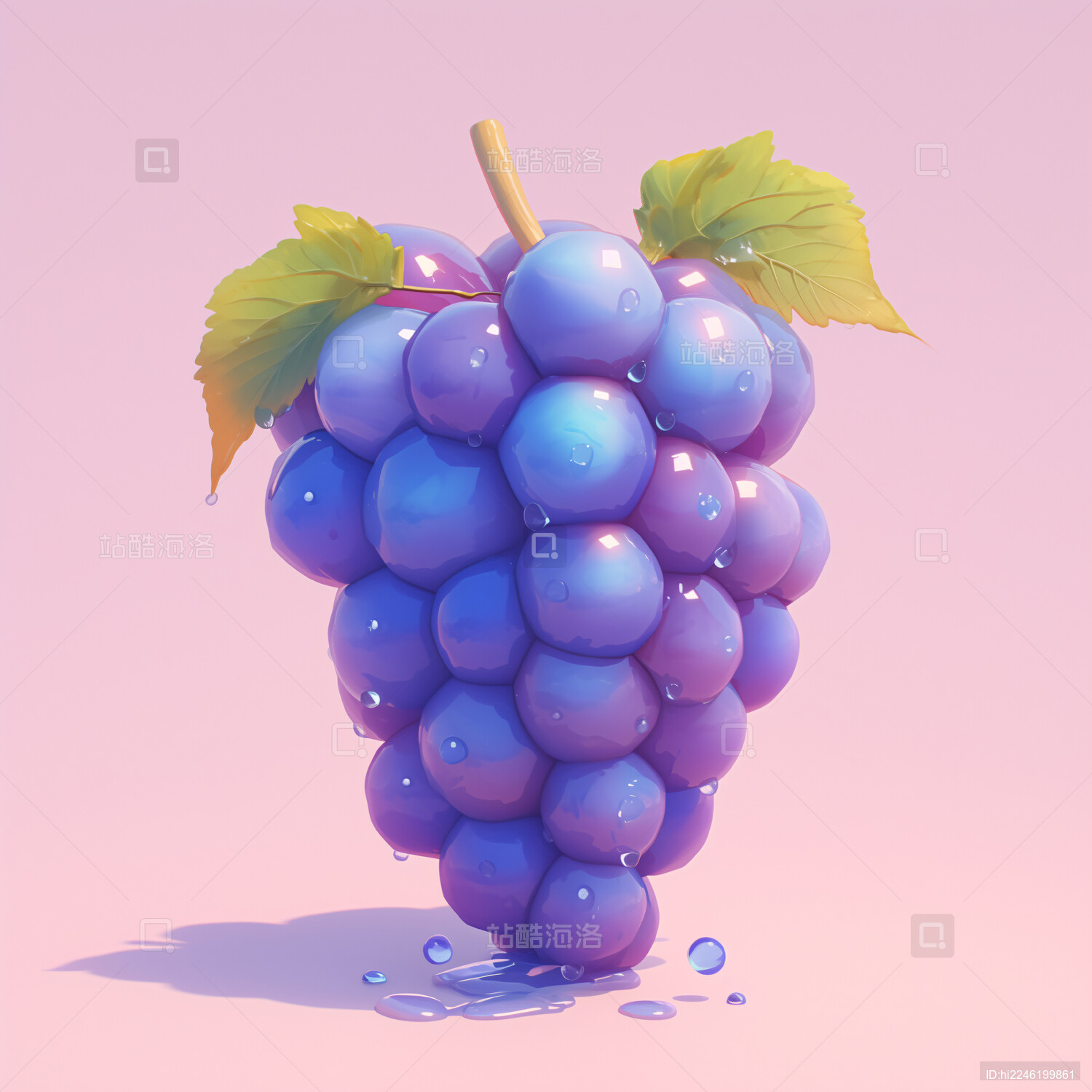 一个3d卡通水果紫色葡萄