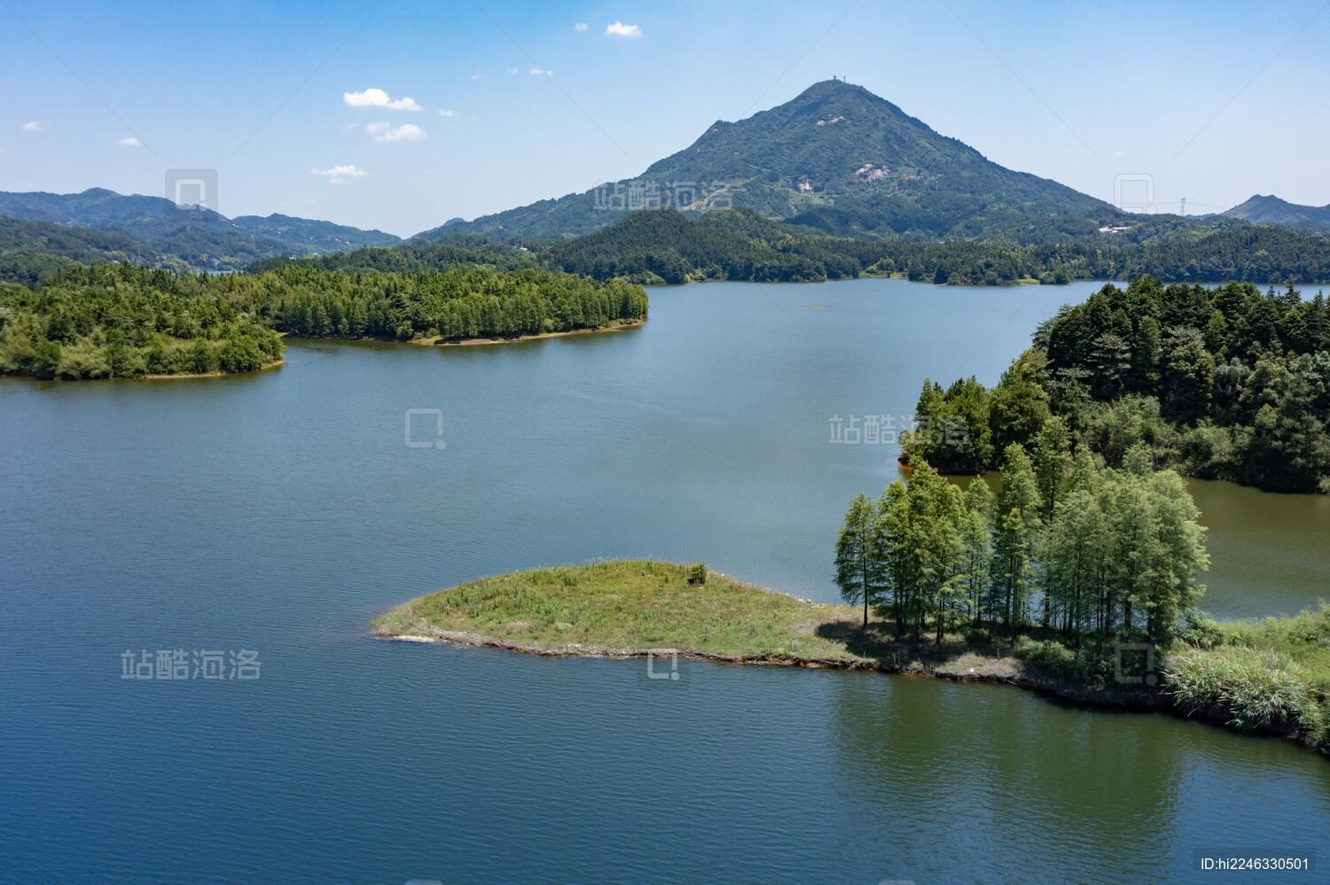 航拍湖南长沙宁乡田坪水库