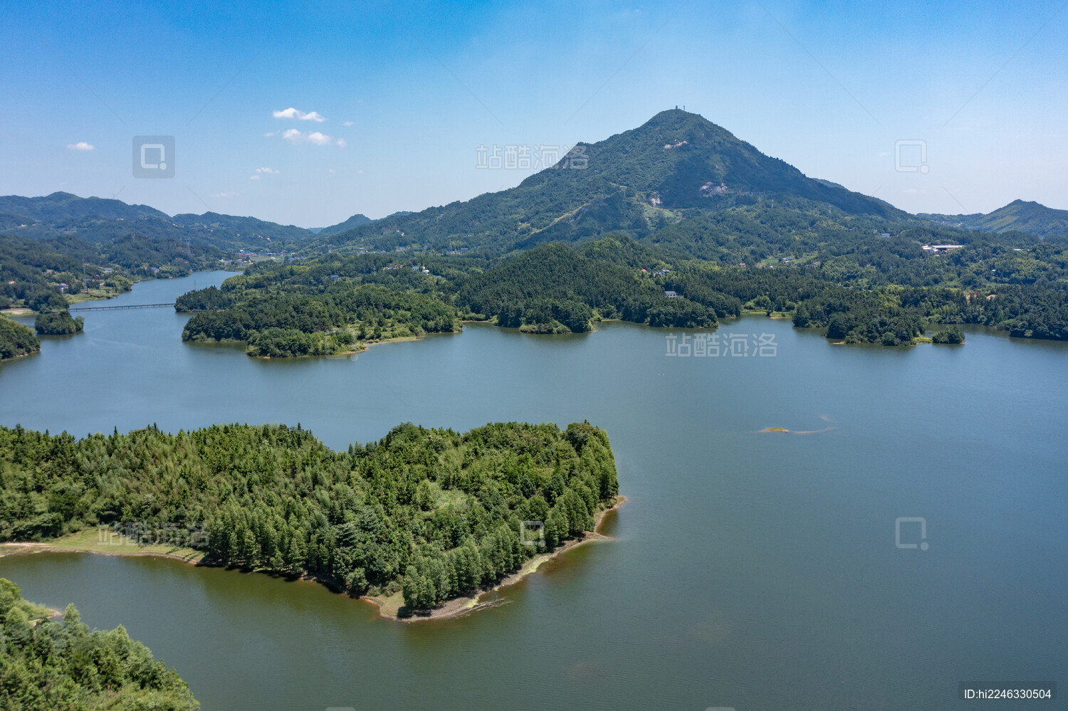 航拍湖南长沙宁乡田坪水库