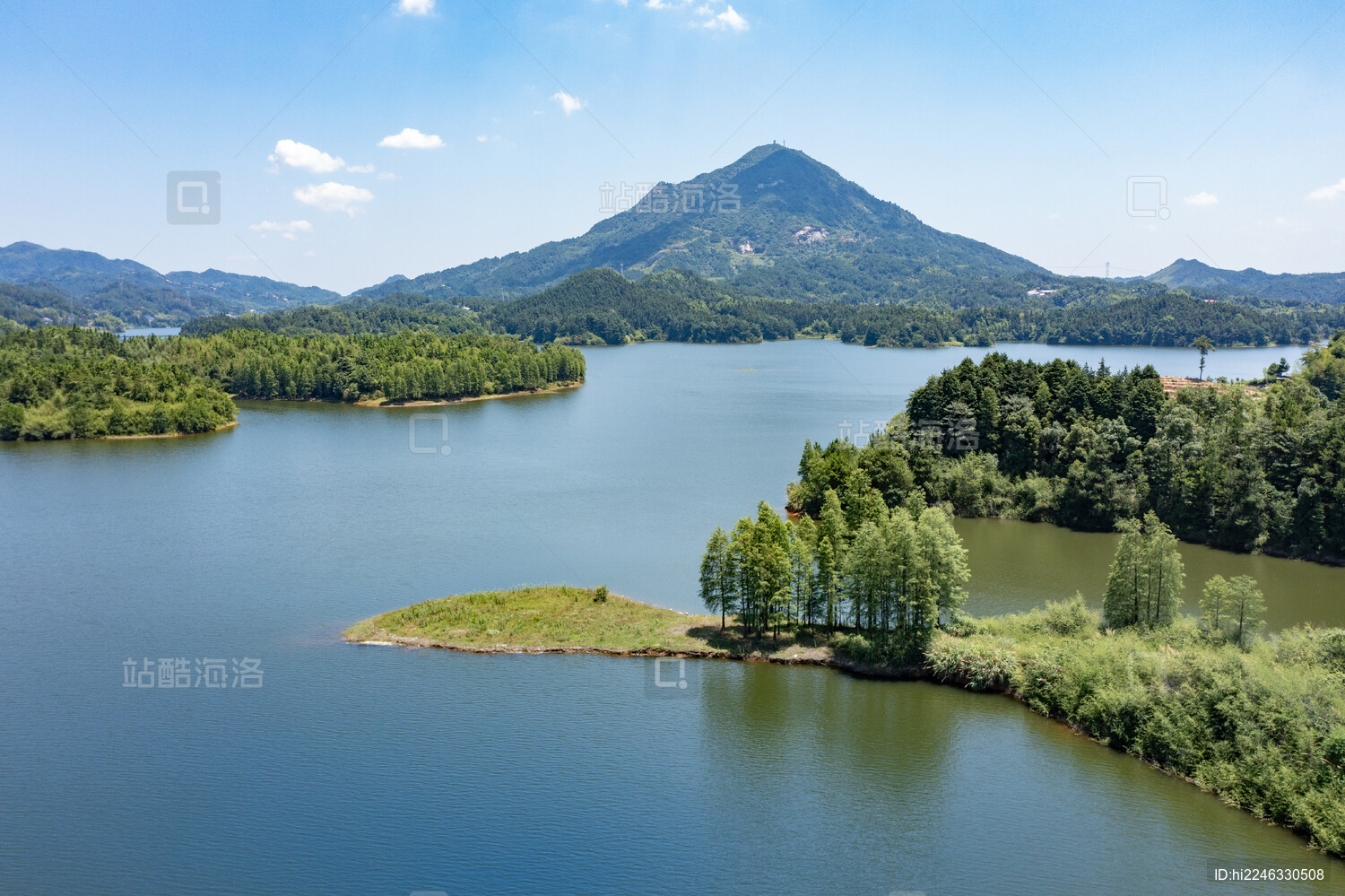 航拍湖南长沙宁乡田坪水库