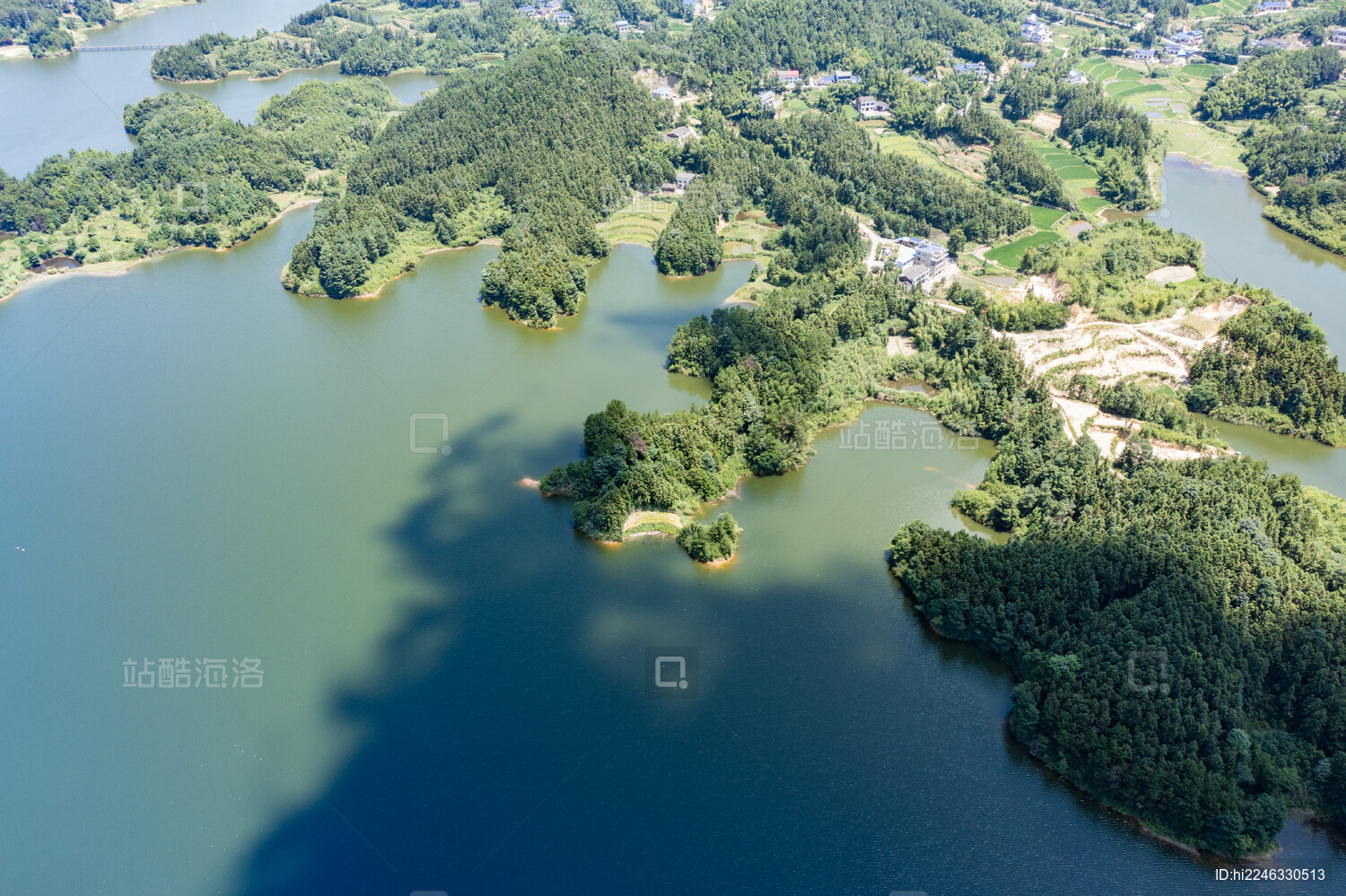 航拍湖南长沙宁乡田坪水库
