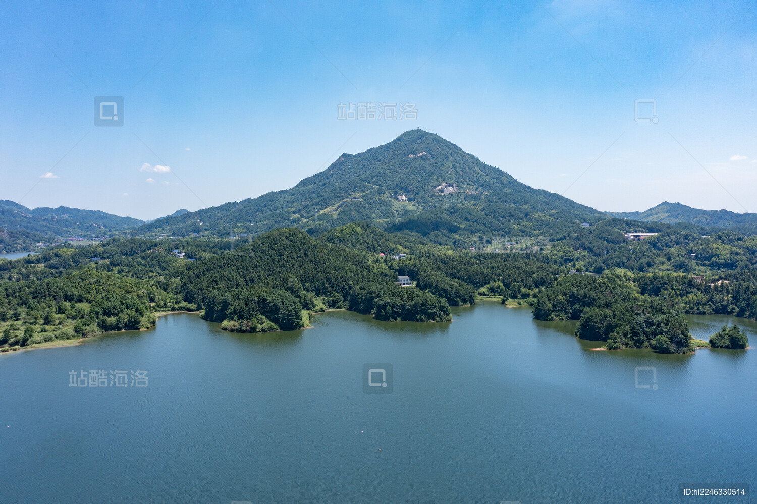 航拍湖南长沙宁乡田坪水库