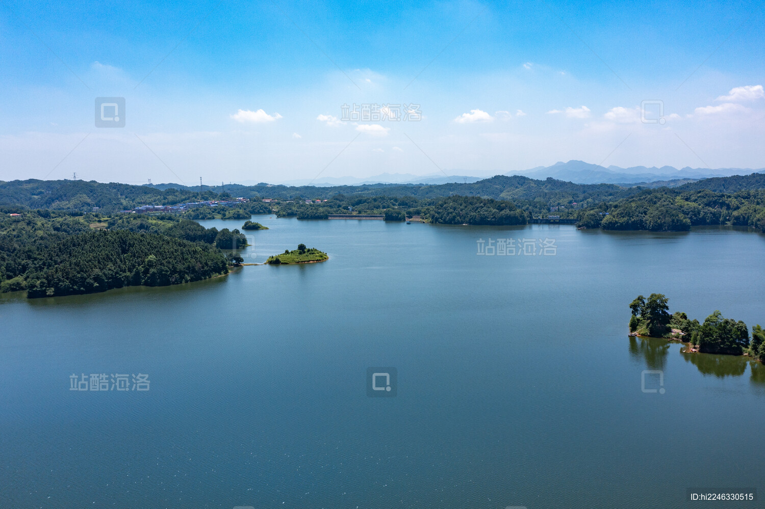 航拍湖南长沙宁乡田坪水库