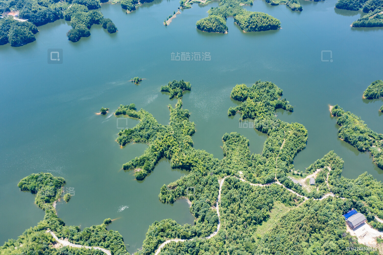 航拍湖南长沙宁乡田坪水库