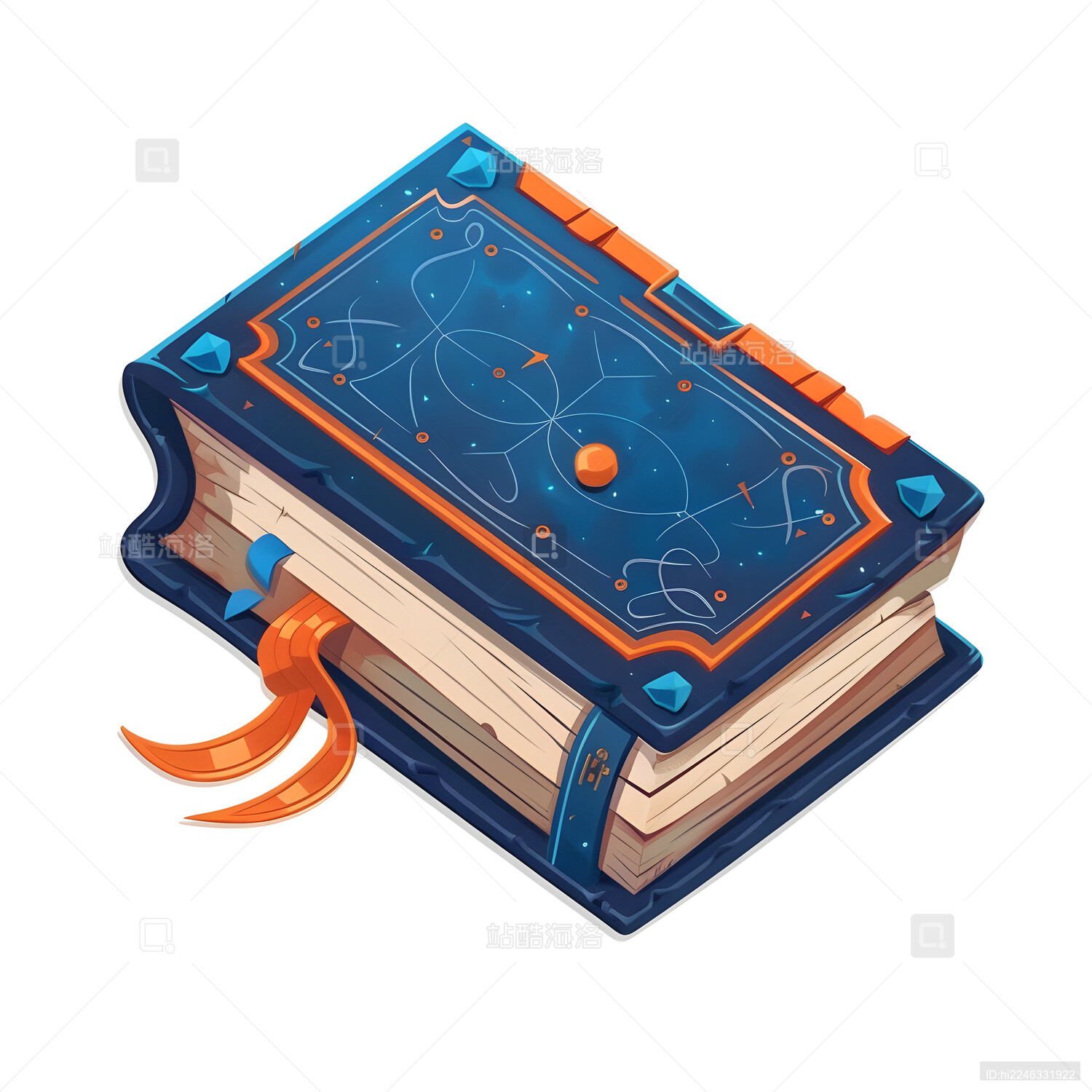 游戏图标魔法书蓝色封面 漫画风格