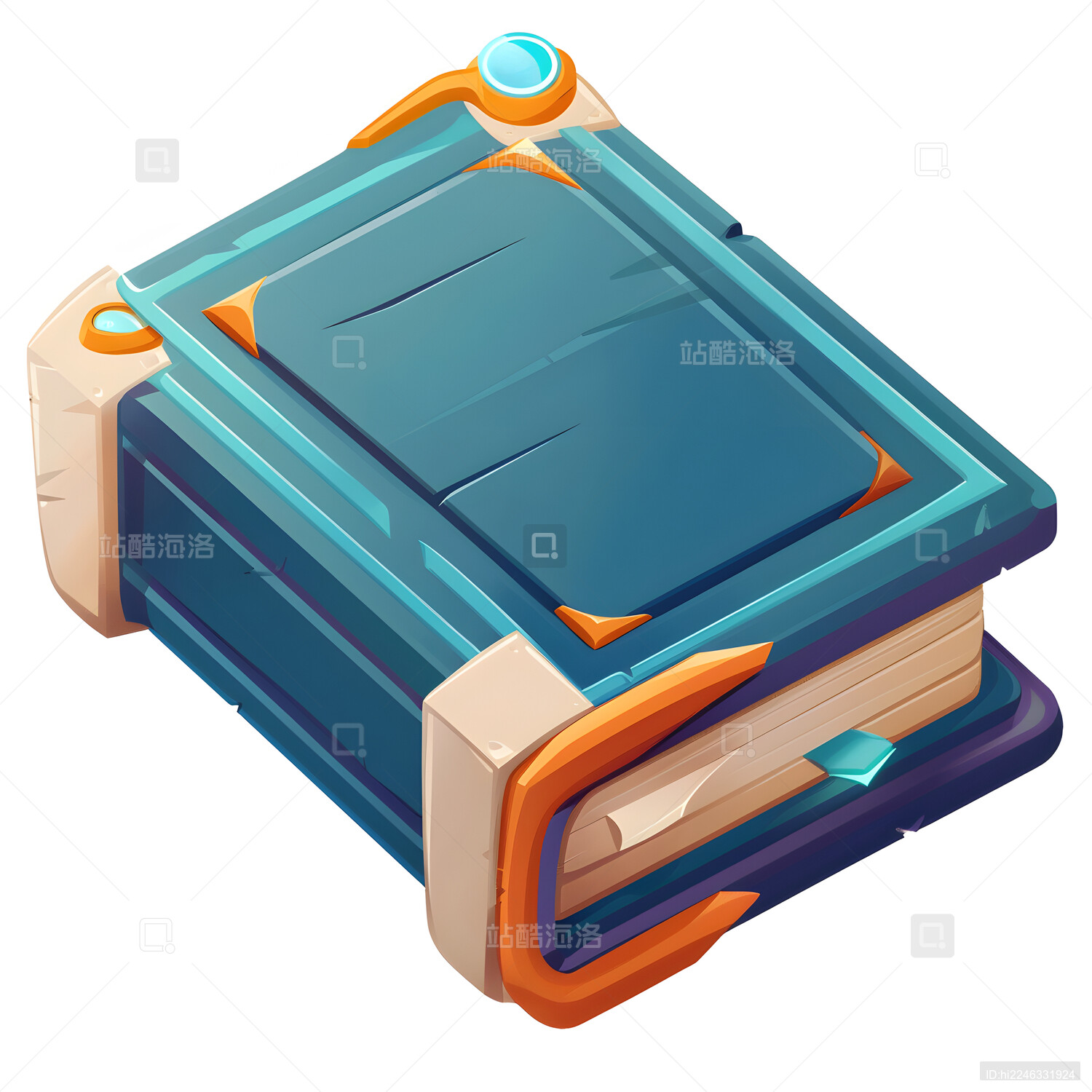 游戏图标魔法书蓝色封面 漫画风格