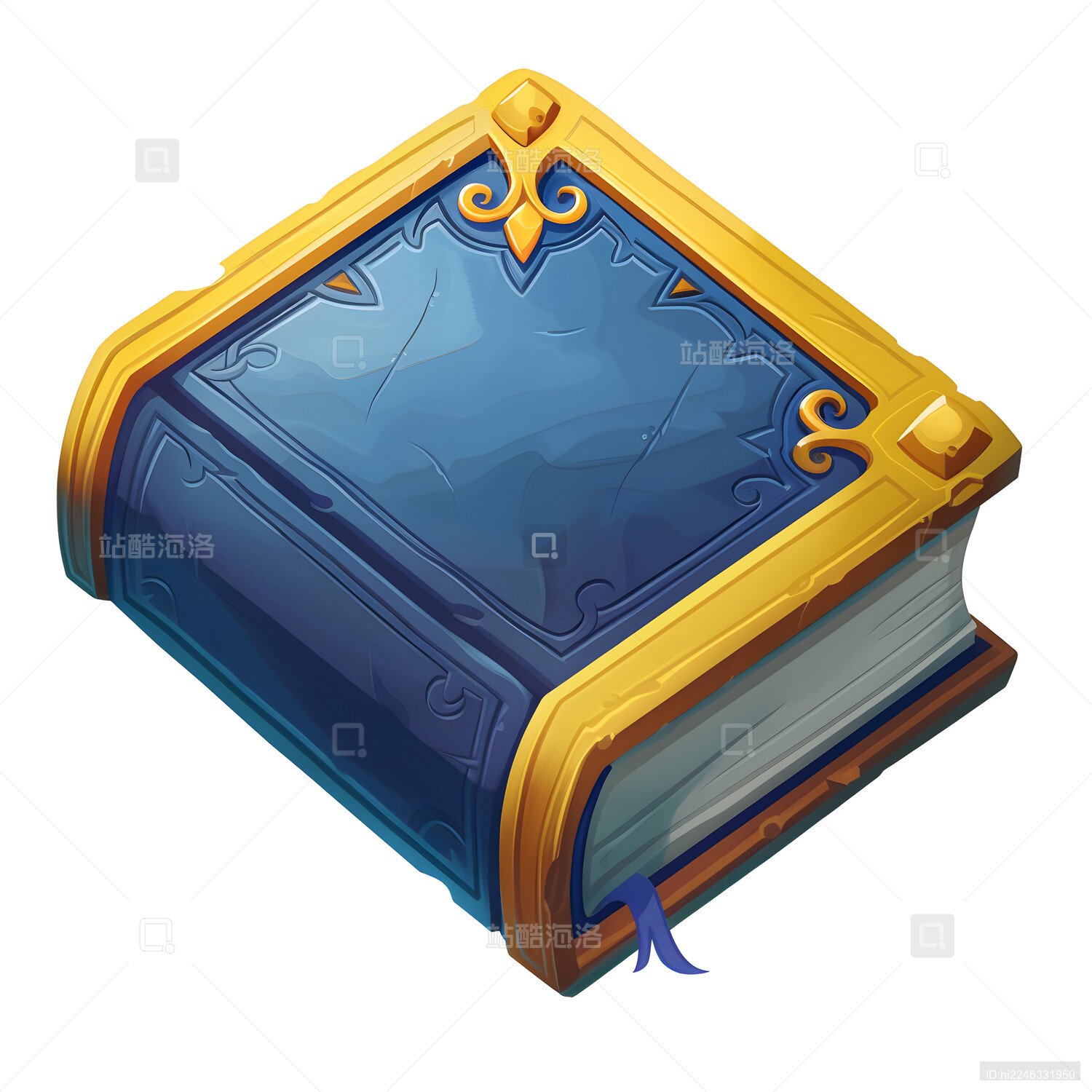 游戏图标魔法书蓝色封面 漫画风格