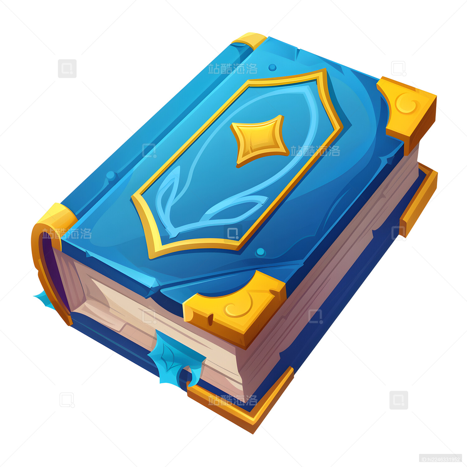 游戏图标魔法书蓝色封面 漫画风格