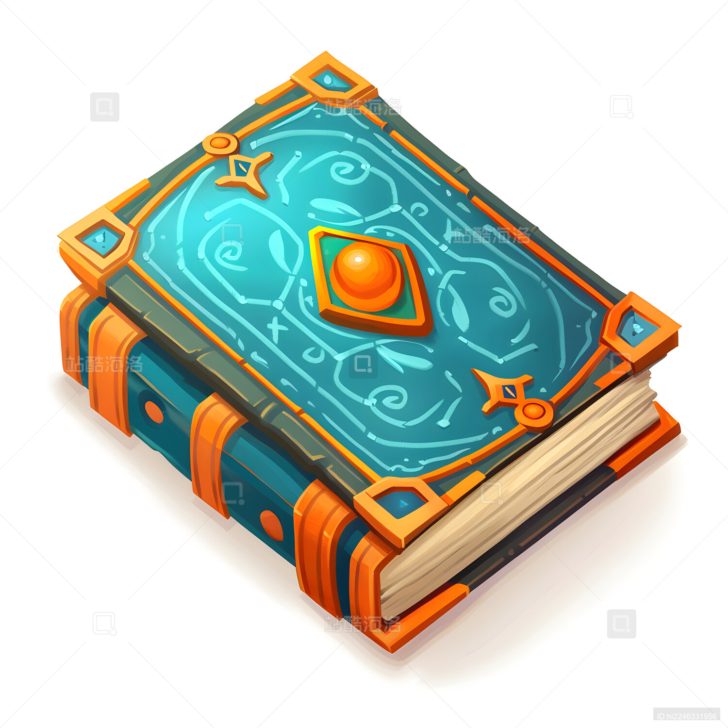 游戏图标魔法书蓝色封面 漫画风格