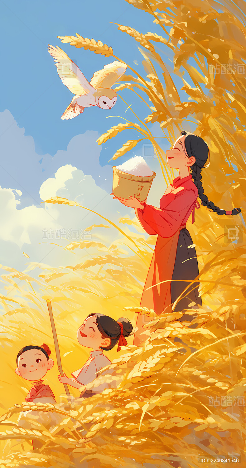 秋天收获粮食的喜悦