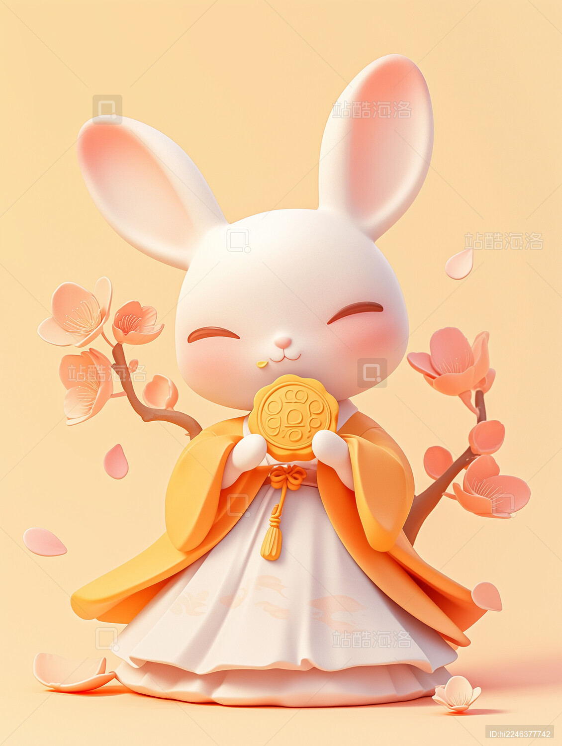 中秋节玉兔节日氛围插画