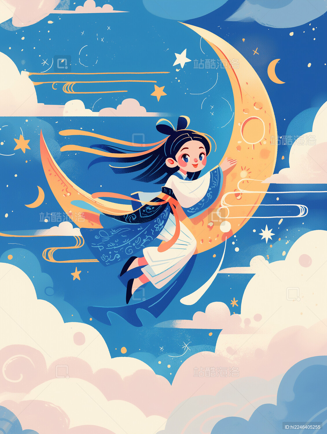 中秋节嫦娥节日氛围插画