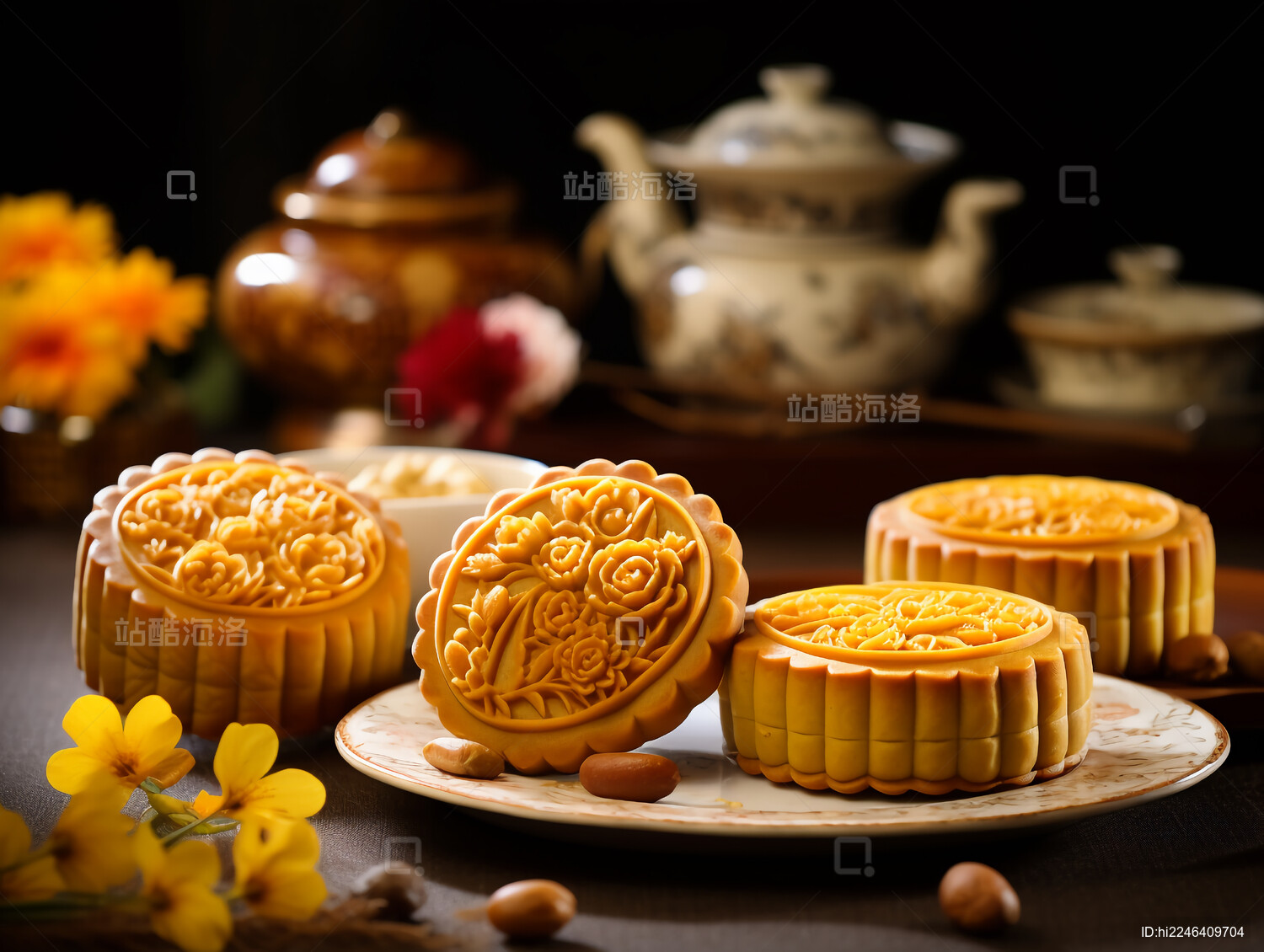 中秋节月饼主题背景壁纸