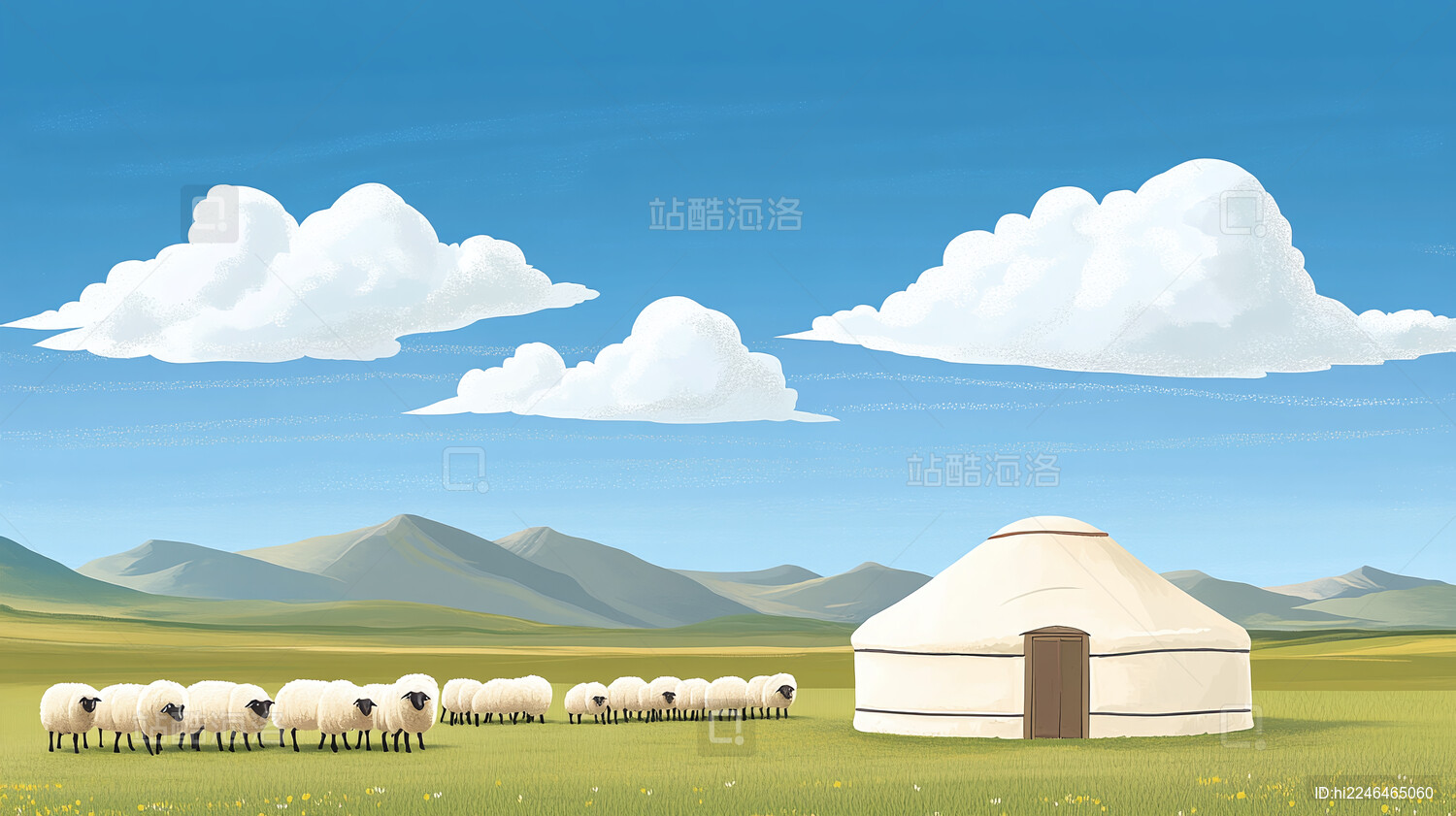 内蒙古大草原插画