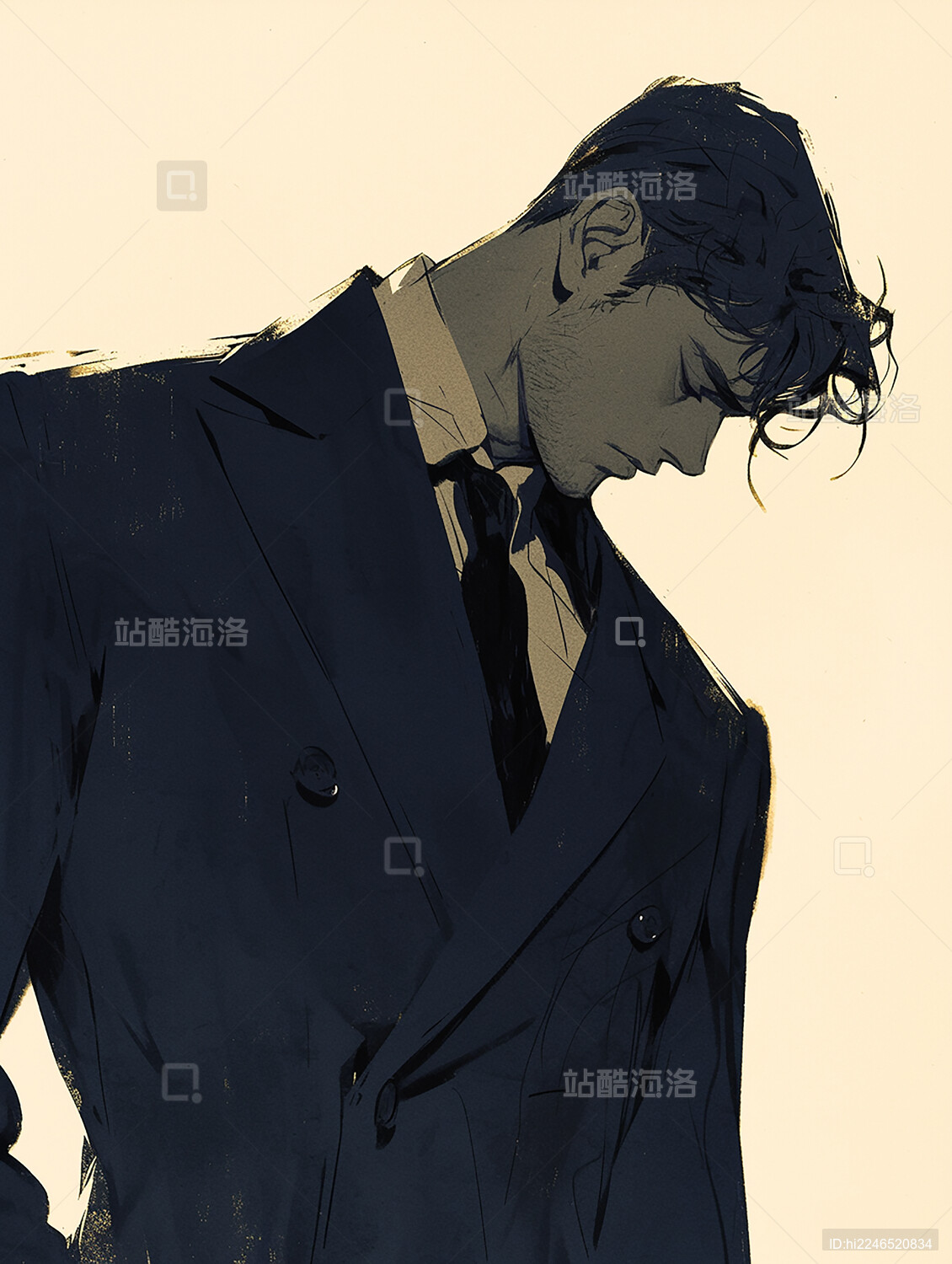 穿西装的卷发男人