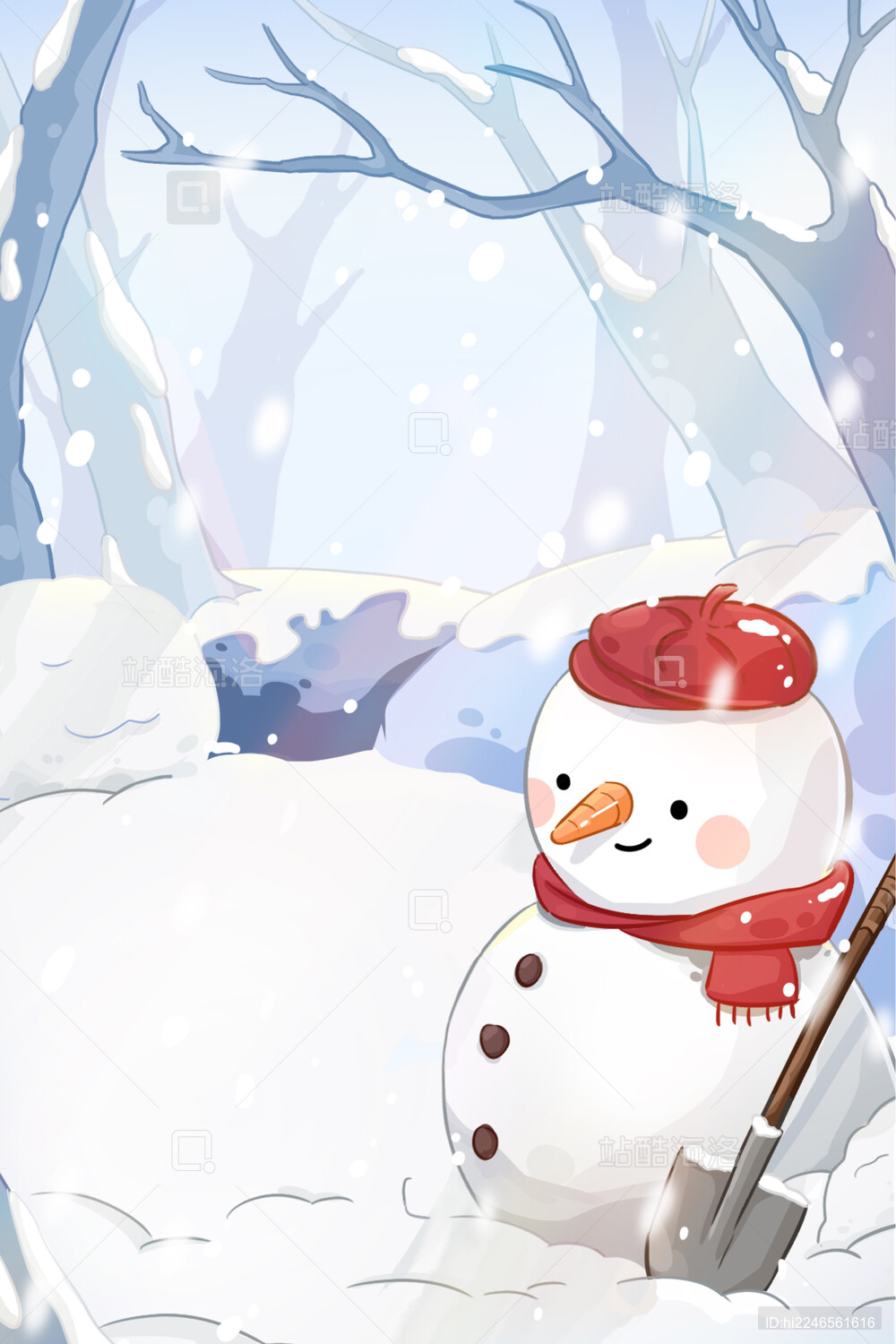 小雪大雪小寒冬季节气海报雪景插画背景模板