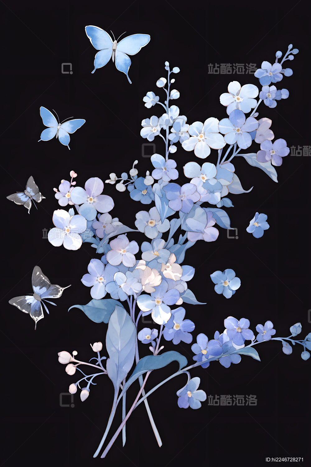 水彩的蓝色小花