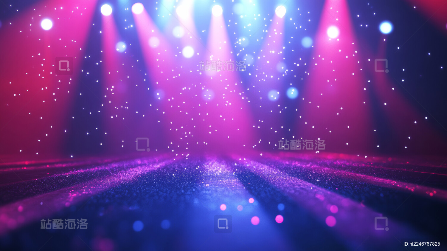 空的无人舞台 紫色的闪耀灯光照射