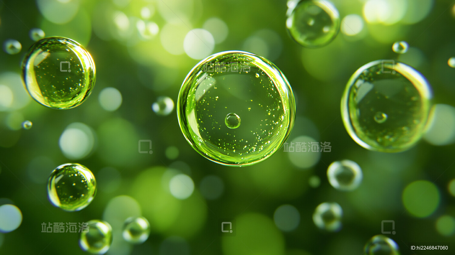 化妆品保湿水分子精华液体气泡背景3d渲染