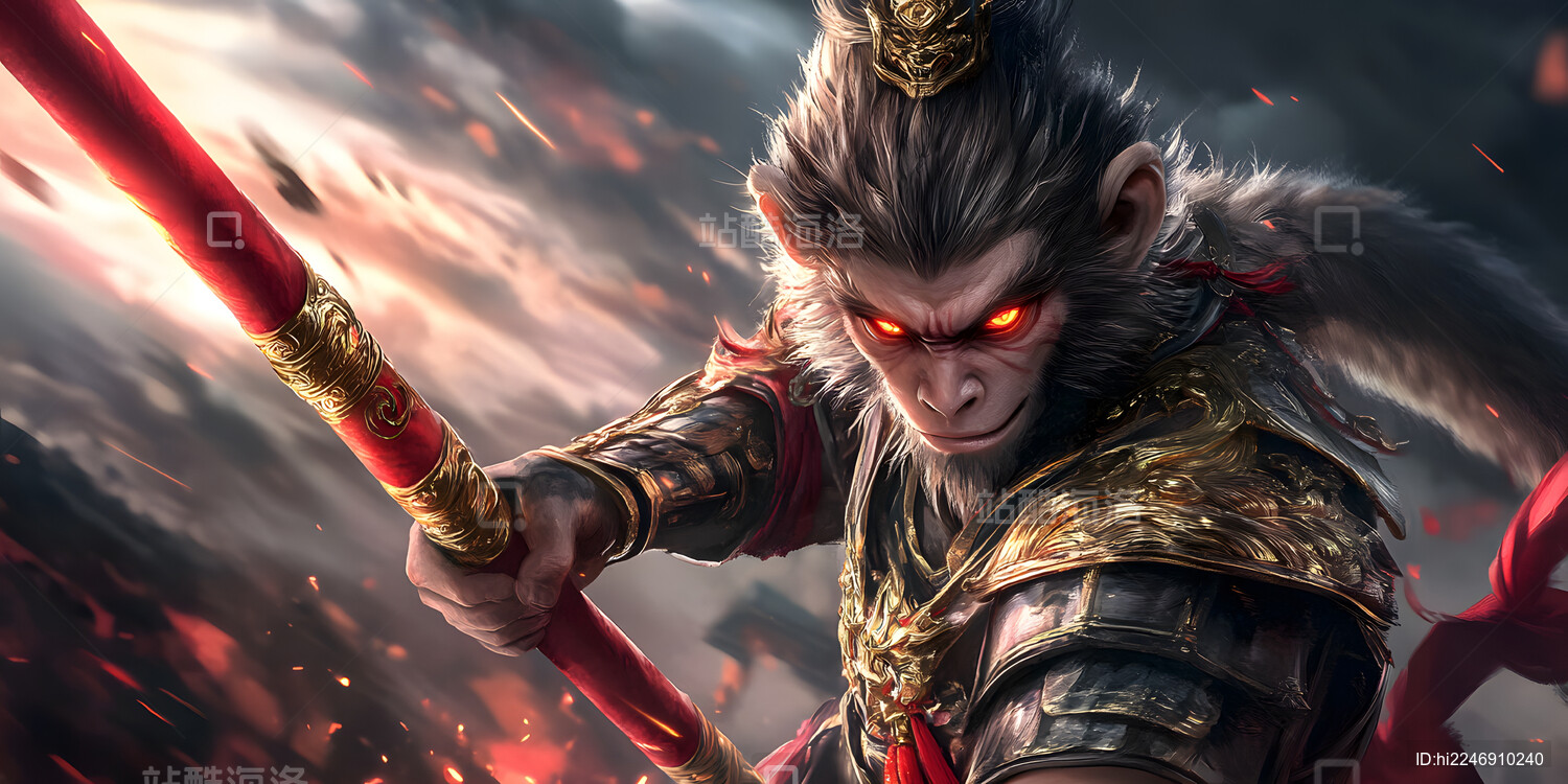 3D孙悟空手持金箍棒场景