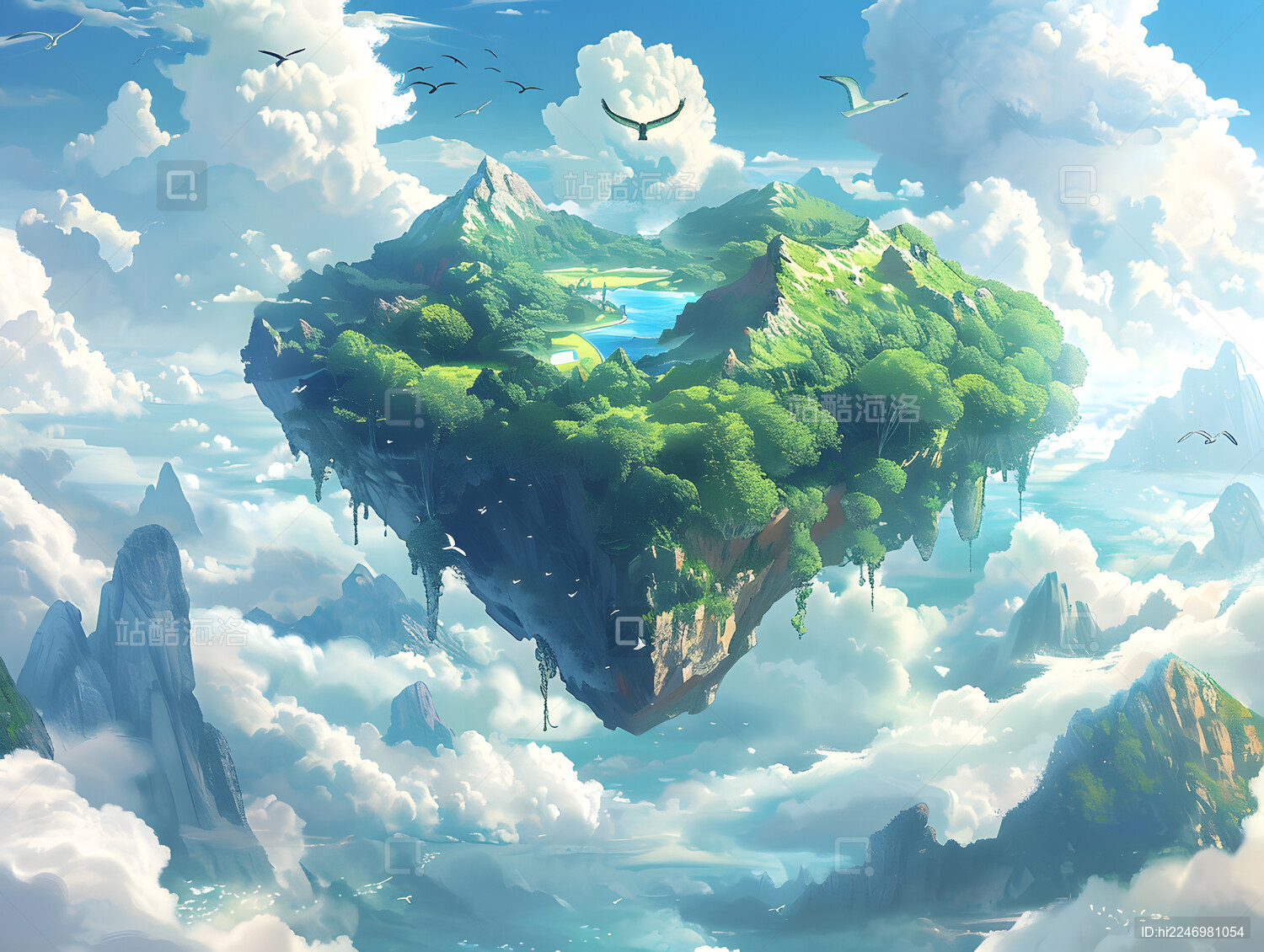 云雾缭绕的山峰悬浮在空中_站酷海洛_正版图片_视频_字体_音乐素材